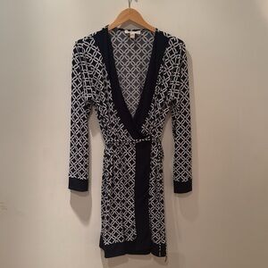 Michael Kors navy blue & white wrap dress. Size L.